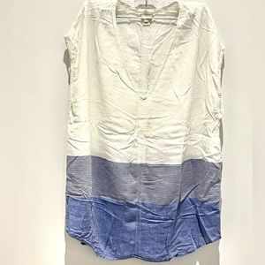 JCrew white and blue bathing suit cover-up, size L.